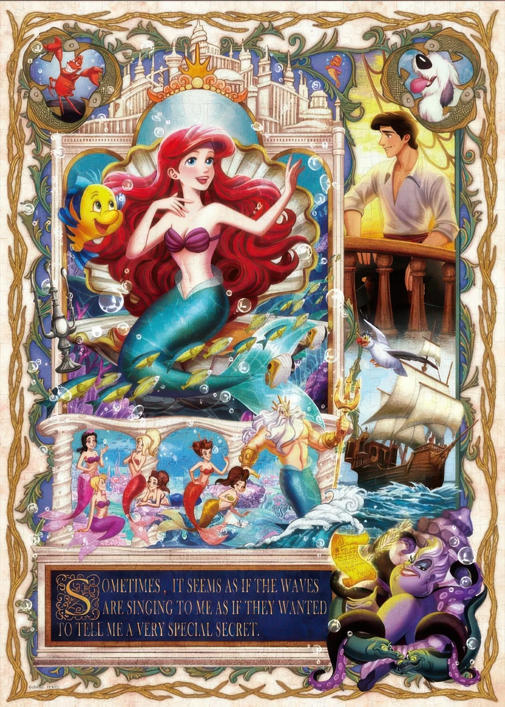 Miniature Figure Tenyo D-500-670??The Wishing Mermaid in Love "The Little Mermaid"??500 Pieces Jigsaw Puzzle