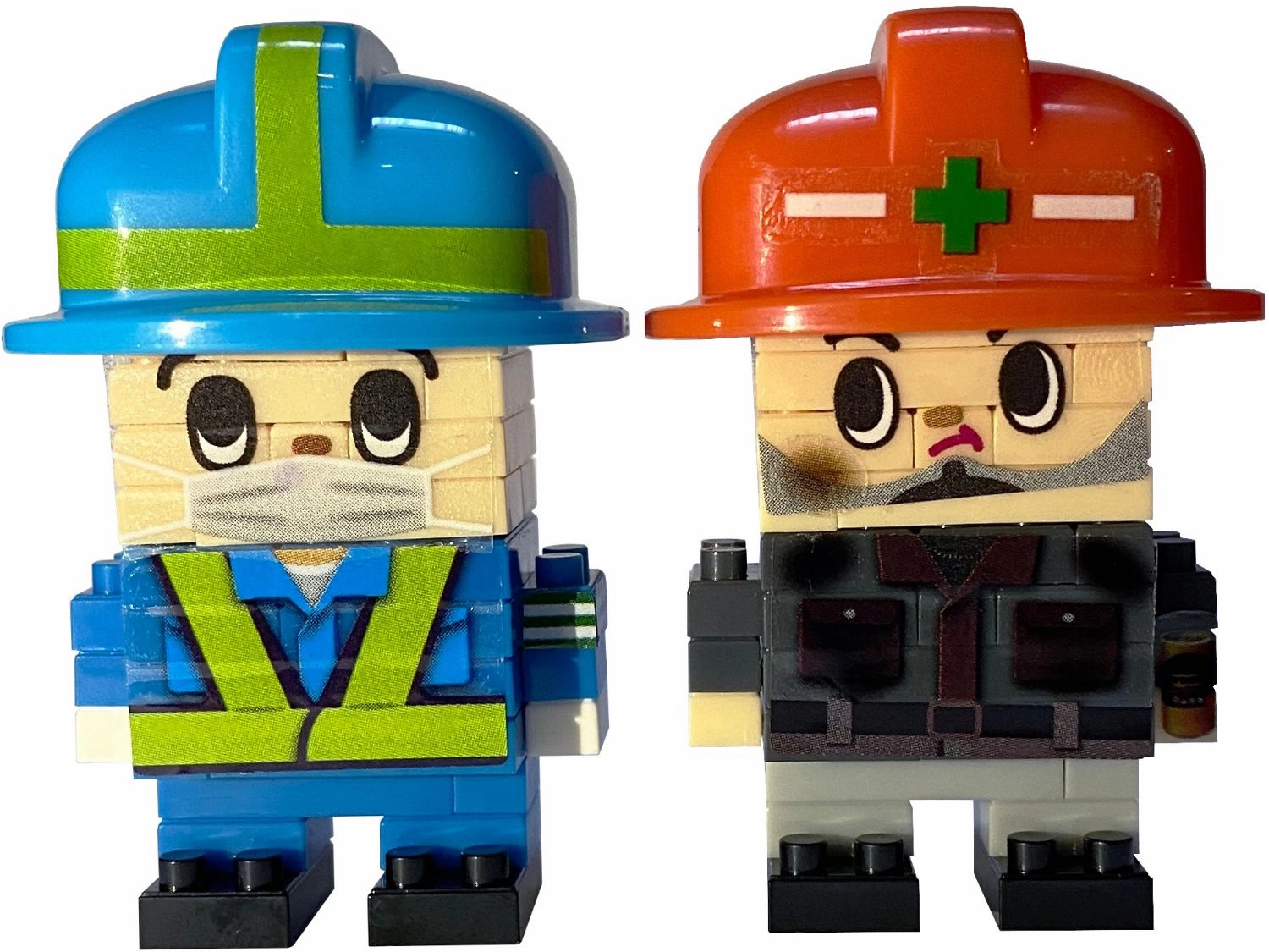 Folk Art Daiso PB0070??Traffic Director and Construction Worker??82 Pieces Mini Block