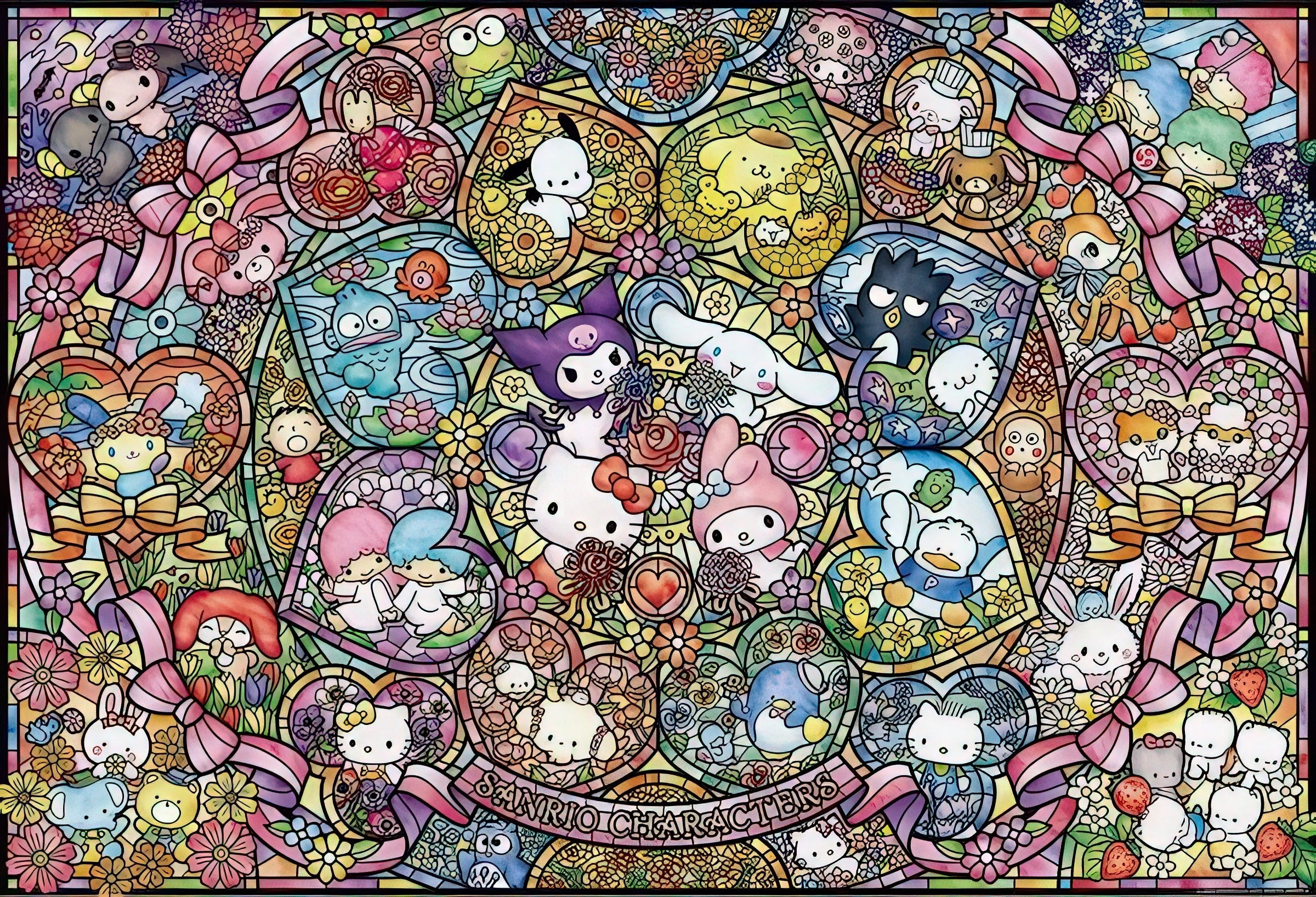 Beverly 1000-088??Sanrio Characters: Stained Glass??1000 Pieces Jigsaw Puzzle Fantasy Collectible