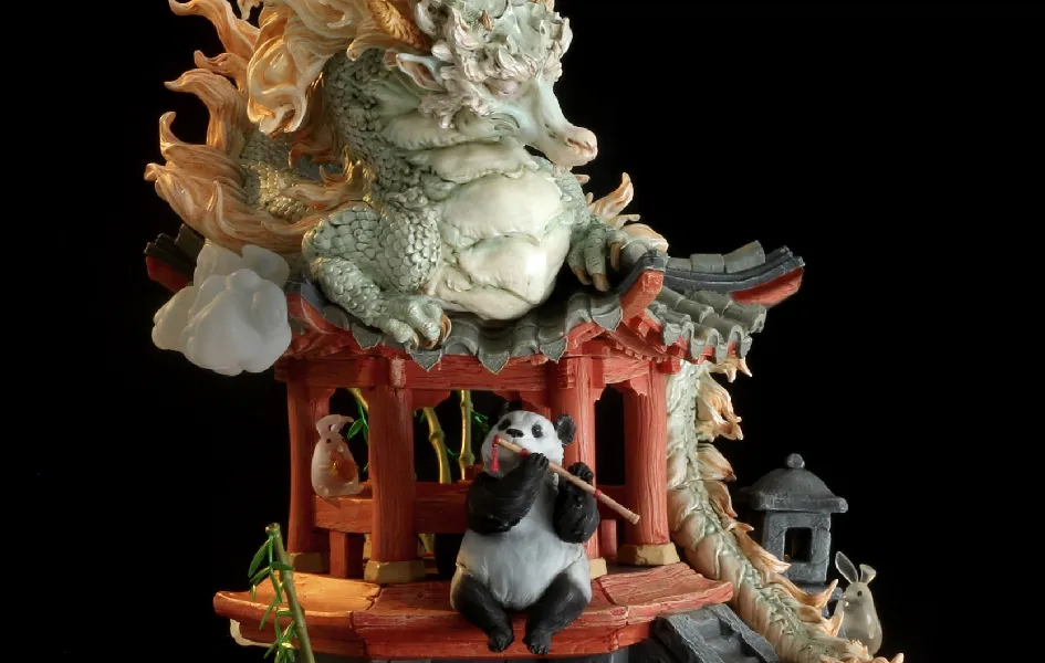 Fall Decor Vinyl Piece Artist Series - Dragon's Lullaby Statue