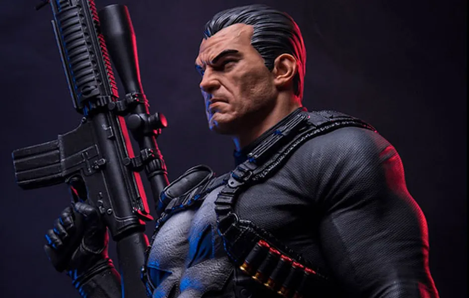The Punisher 1/4 Scale Statue by Iron Studios Painted Model