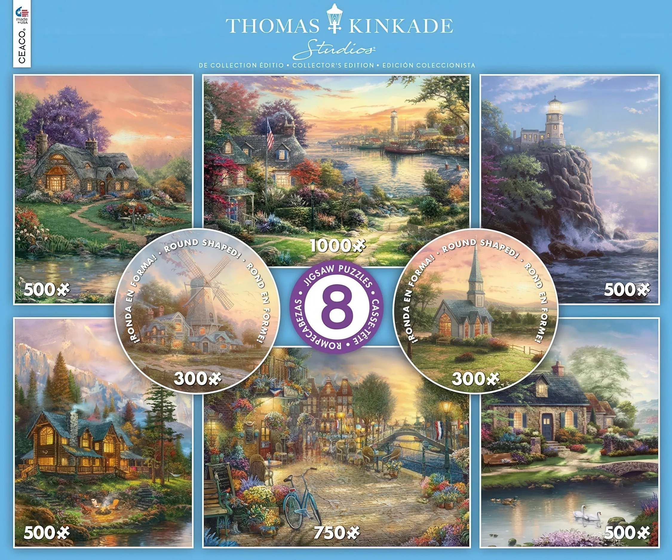 Ceaco 3721-4??Thomas Kinkade Studio Collection??4350 Multipack Jigsaw Puzzle Blind Box Toy