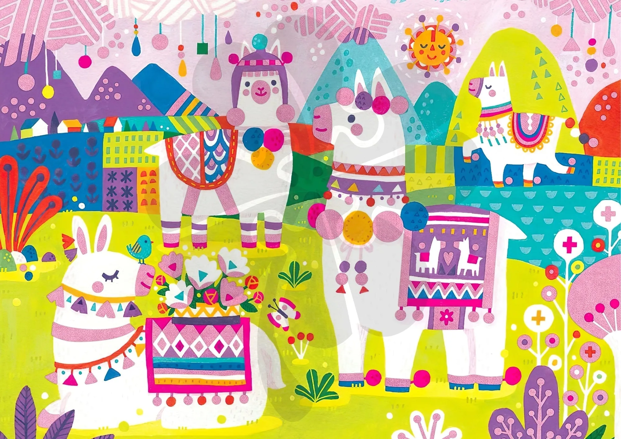 Full Set Clover J120-005??Pretty Alpacas??120 Pieces Jigsaw Puzzle