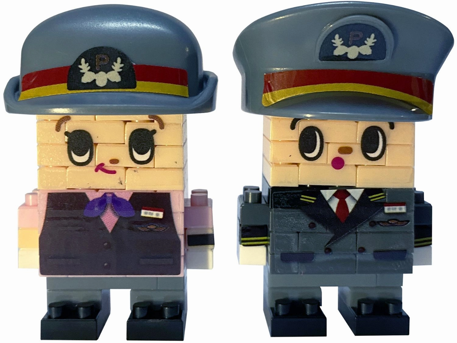 Daiso PB0074??Male Train Conductor and Female Train Conductor??81 Pieces Mini Block Role Playing Desktop Decor