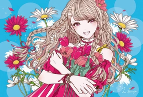 Epoch 79-133??Marguerite and Tulips??300 Pieces Jigsaw Puzzle Resale Value Cowboy Sculpture