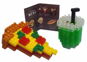 Daiso PB0048??Pizza and Melon Soda??105 Pieces Mini Block Dragon Figure Independent Artist