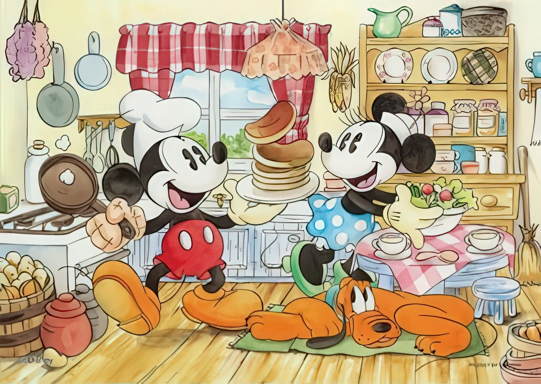 Yanoman 03-732??Cooking Time (Mickey & Minnie)??300 Pieces Jigsaw Puzzle International Brand