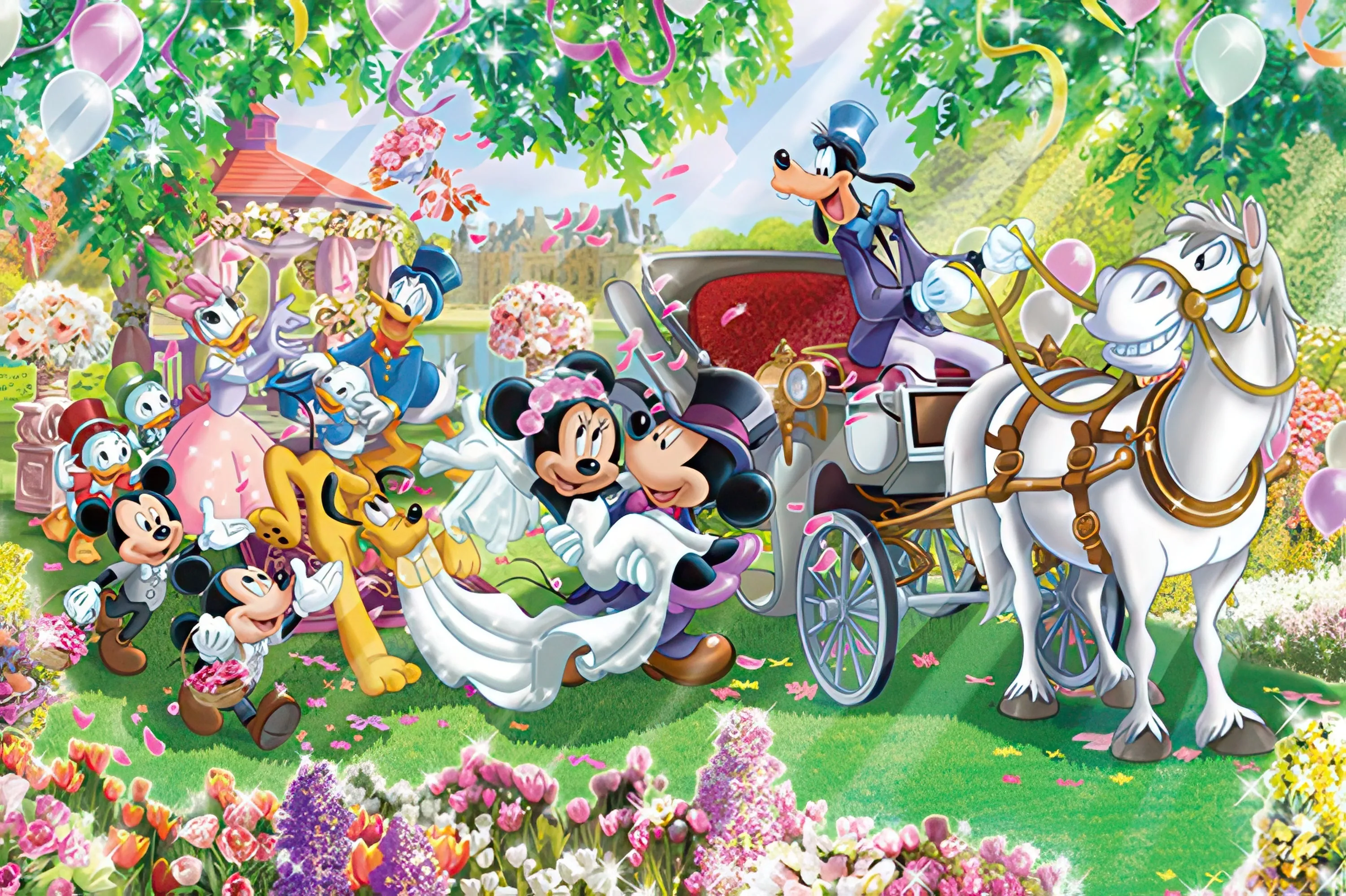 Hundred Pictures HPD01000-011??Mickey Mouse & Friends Garden Wedding??1000 Pieces Jigsaw Puzzle Educational Toy Superhero Object