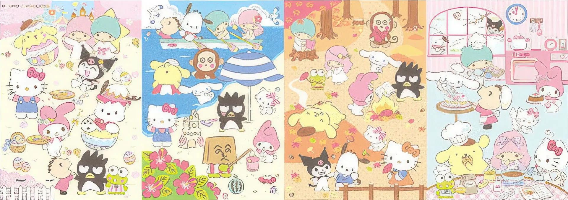 Pintoo HR1011??Sanrio - Accompanied Through Four Seasons??96 Multipack 4 Calendar Puzzle Miniature Item