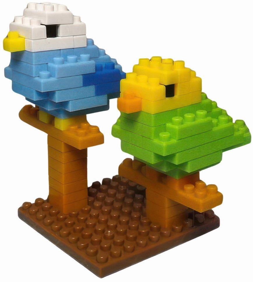 Daiso PB7681??Animals 3 Parakeet??96 Pieces Mini Block Hobby Collectible Professional Grade