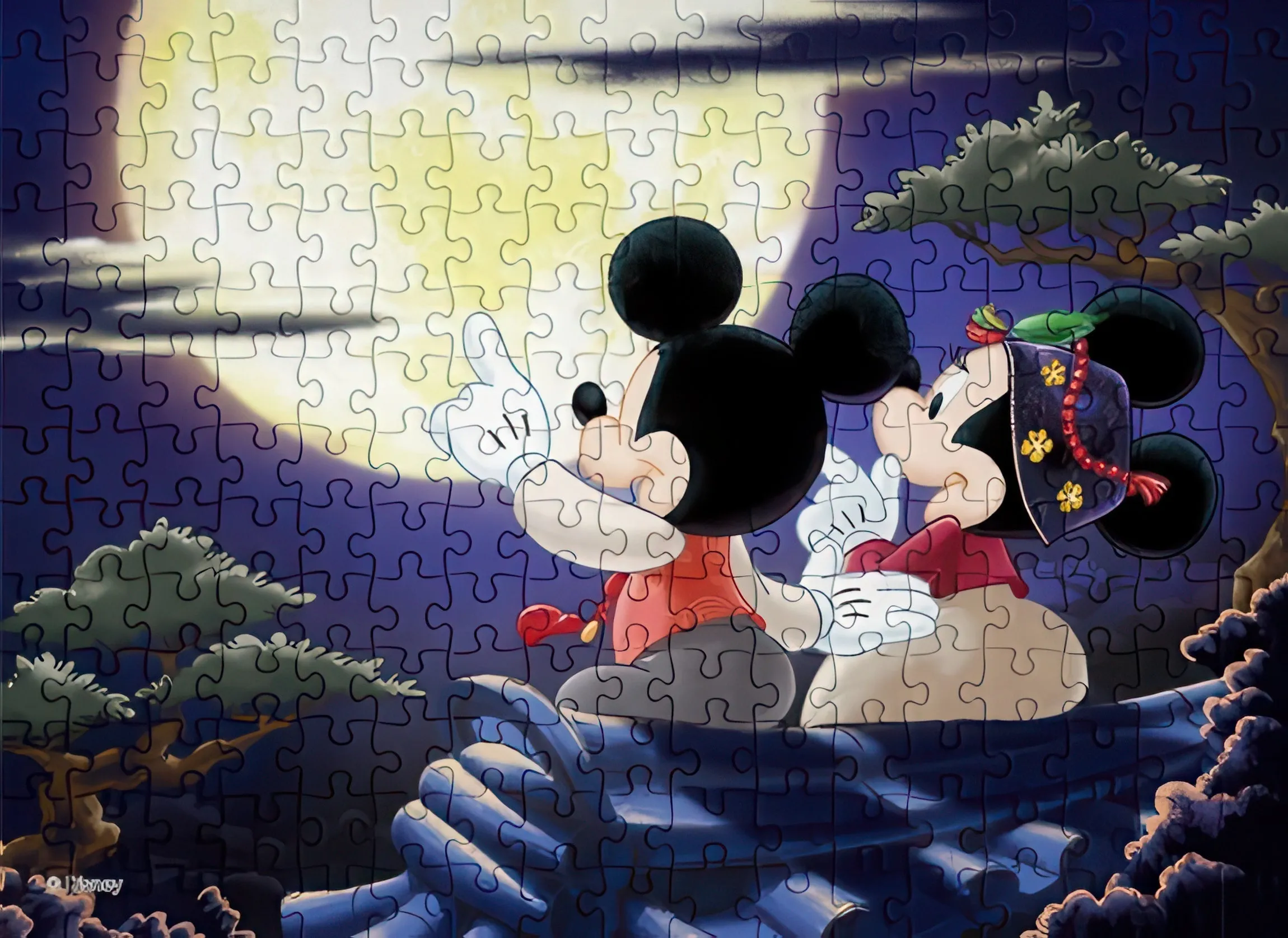 Customizable Toy Art Masterpiece Puzzle Life D549??Mickey And Minnie Moonlit Night??500 Pieces Jigsaw Puzzle
