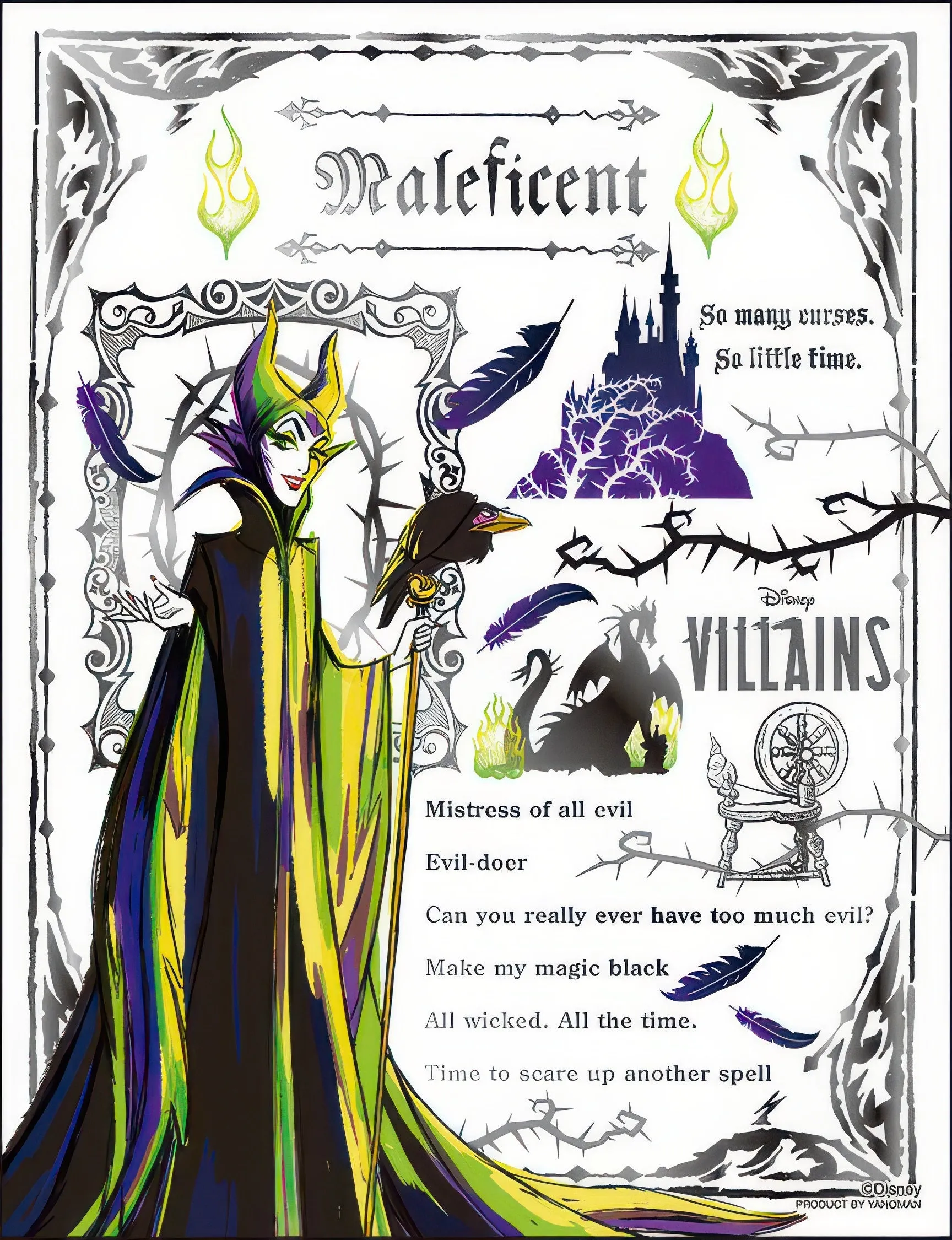 Yanoman 42-89??[Villains] Black Silver - Maleficent??300 Pieces Jigsaw Puzzle Bathroom Accent