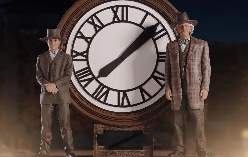 Limited Hobby Robot Product Marty and Doc at the Clock Deluxe Art Scale 1/10