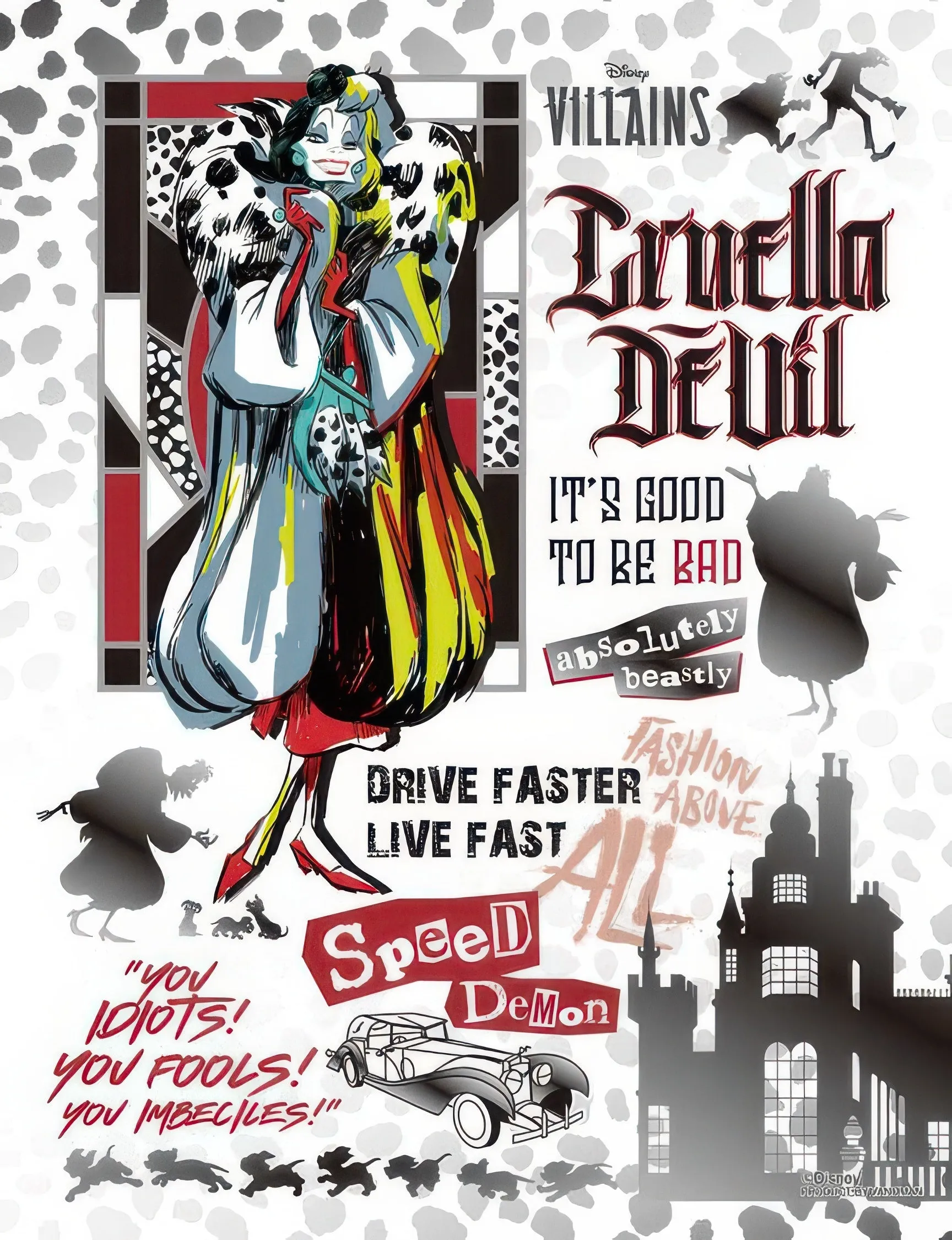 Yanoman 42-96??[101 Dalmatians] Black Silver - Cruella??300 Pieces Jigsaw Puzzle Painting Kit