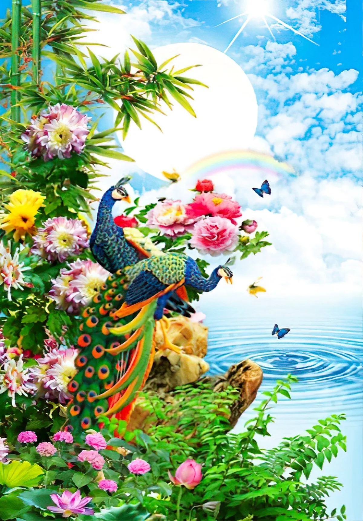 Puzzle Gallery 1023??Peacock Flower Garden??1000 Pieces Jigsaw Puzzle Hobby Group