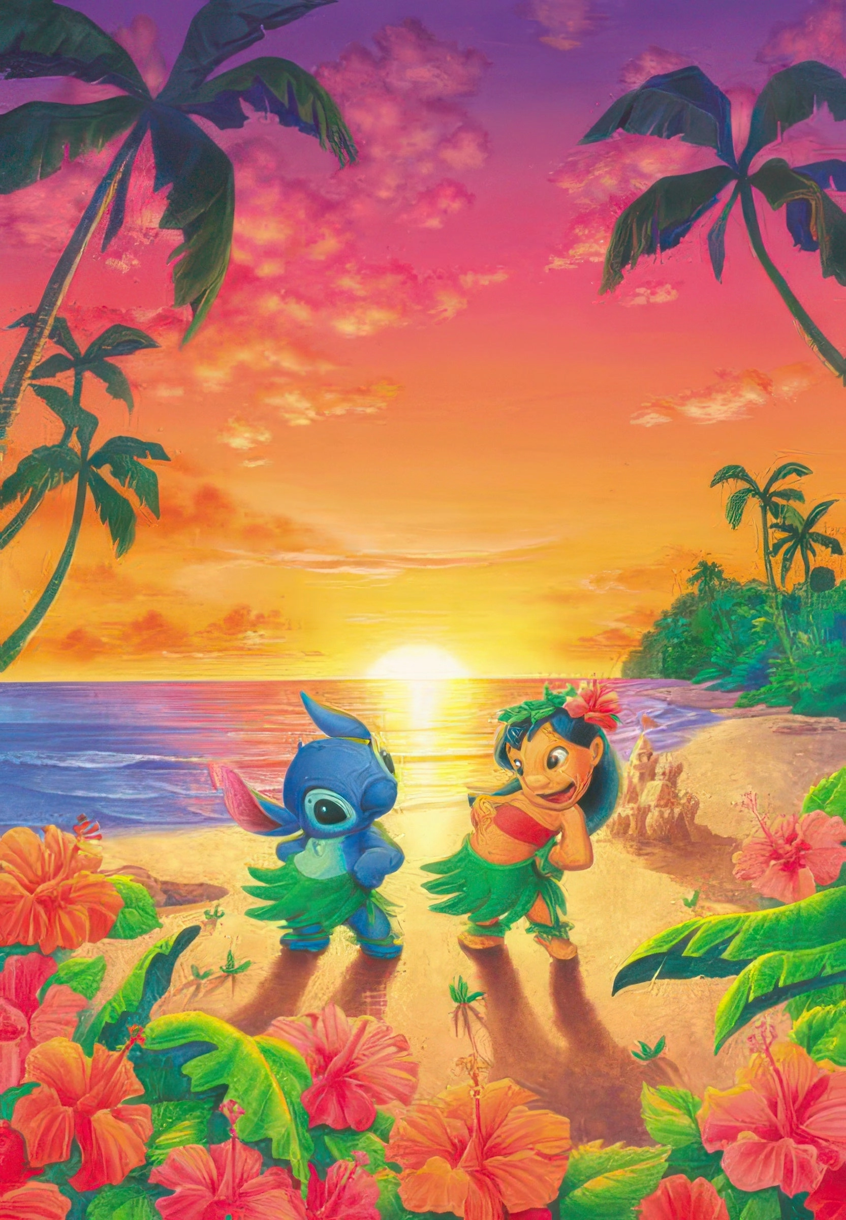 Tenyo D-1000-250??Hawaiian Sunset (Lilo & Stitch)??1000 Pieces Jigsaw Puzzle PVC Statue Daily Decor