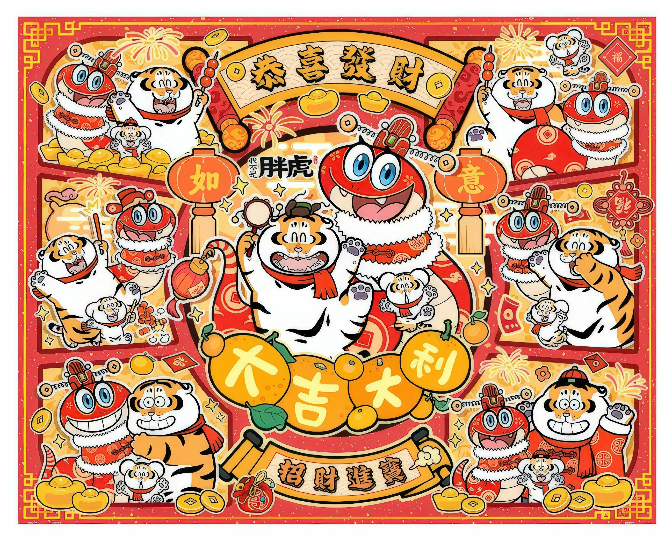 Pintoo H3872-20??I'm Not Fat Tiger - Snake Wishes Come True??2000 Pieces Jigsaw Puzzle Anime Character Local Favorite