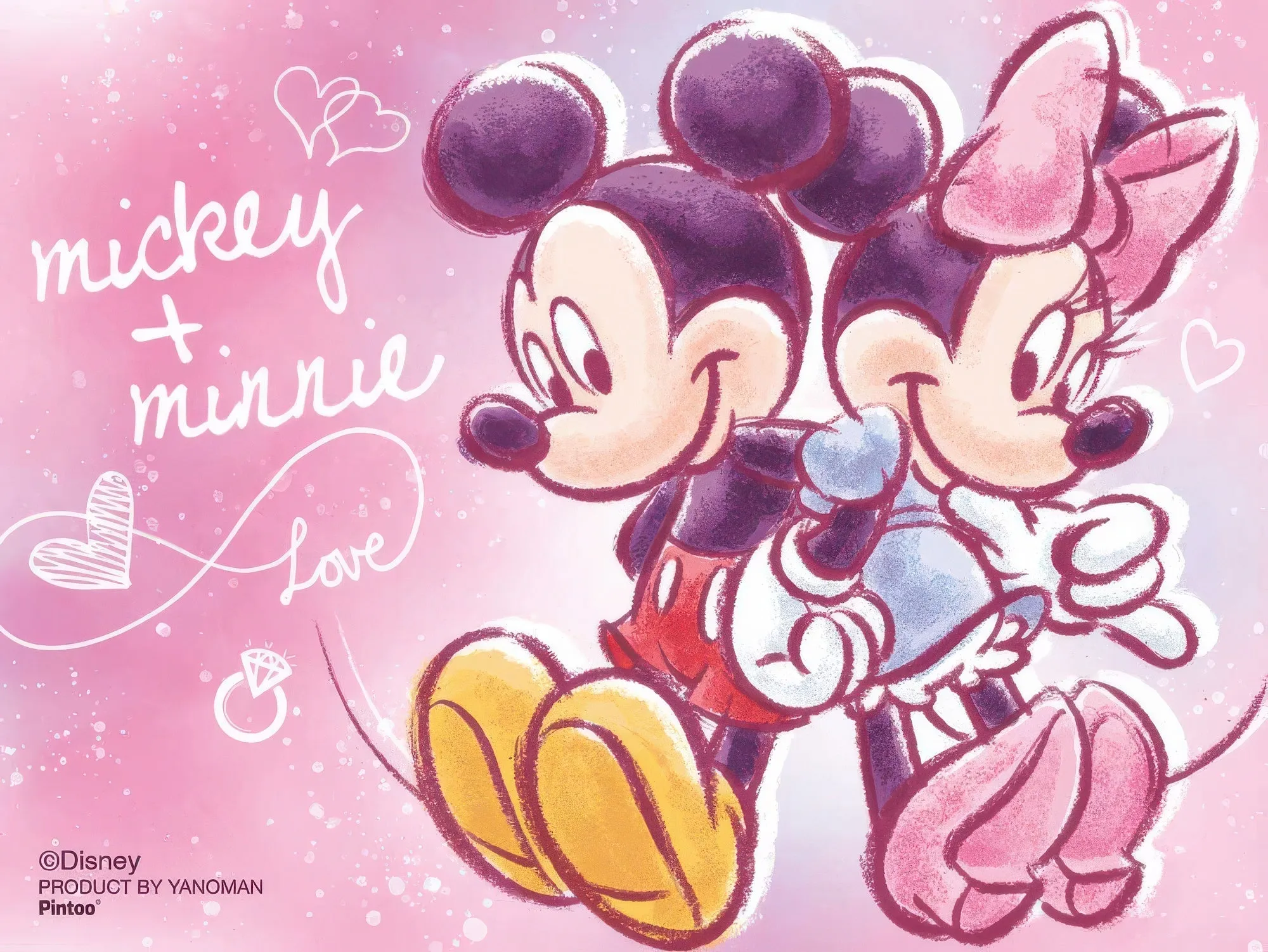 Yanoman 2301-40??Best Friends - Mickey & Minnie -??150 Pieces Puzzle + Stand Set Fantasy Goods
