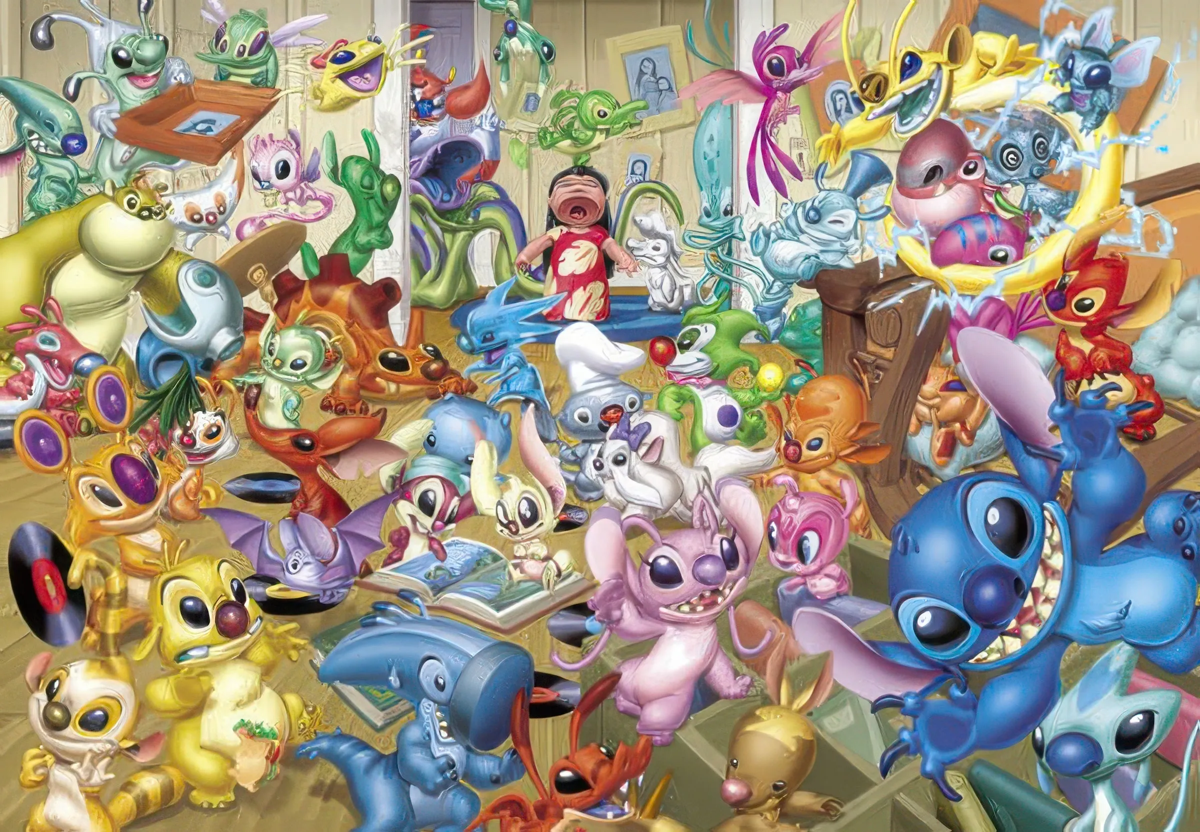 PVC Art Character Creation Tenyo D-2000-528??Stitch & Experiments Assemble!??2000 Pieces Jigsaw Puzzle