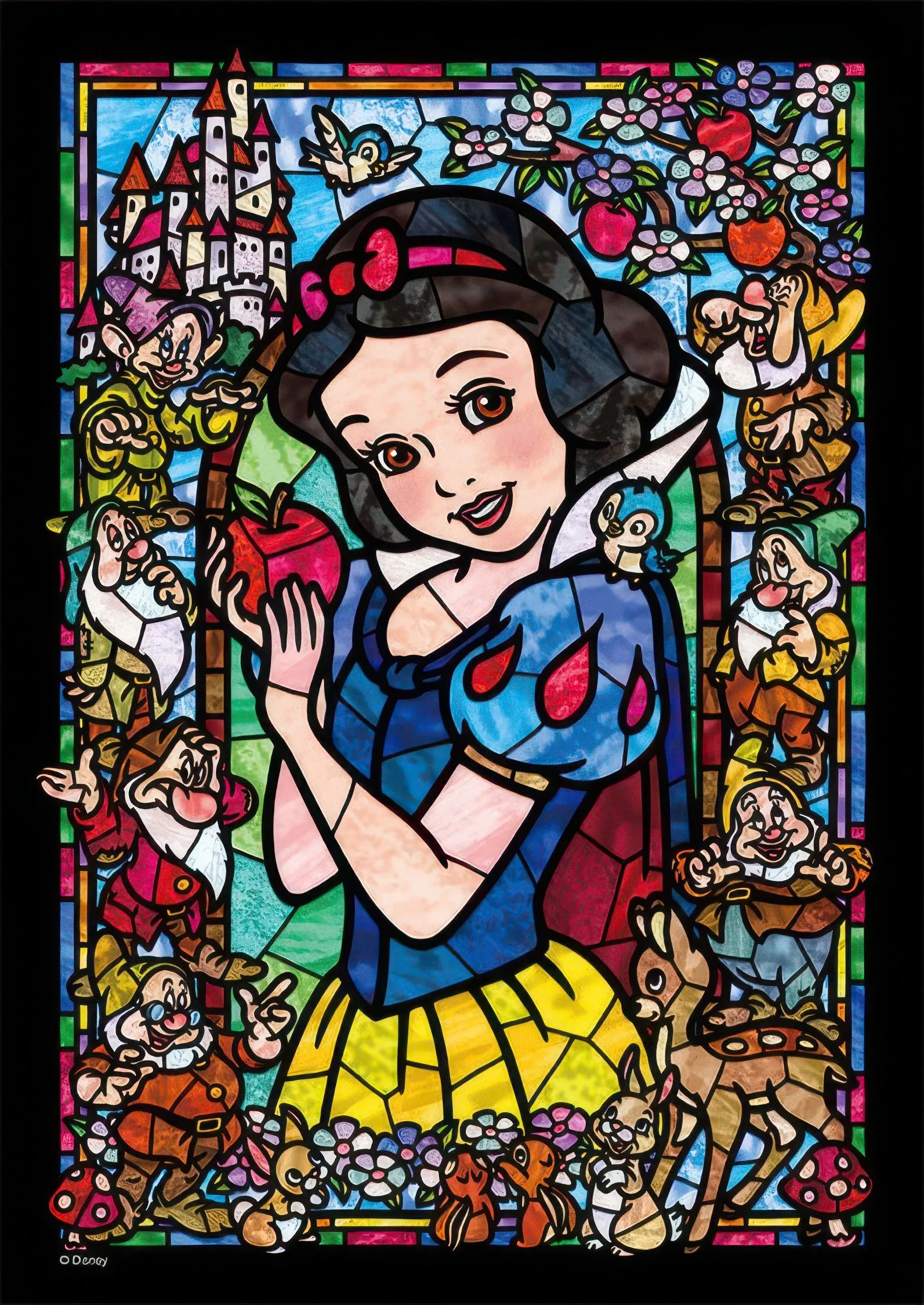 Decorative Accent Tenyo DSG-266-957??Snow White Stained Glass??266 Pieces Jigsaw Puzzle