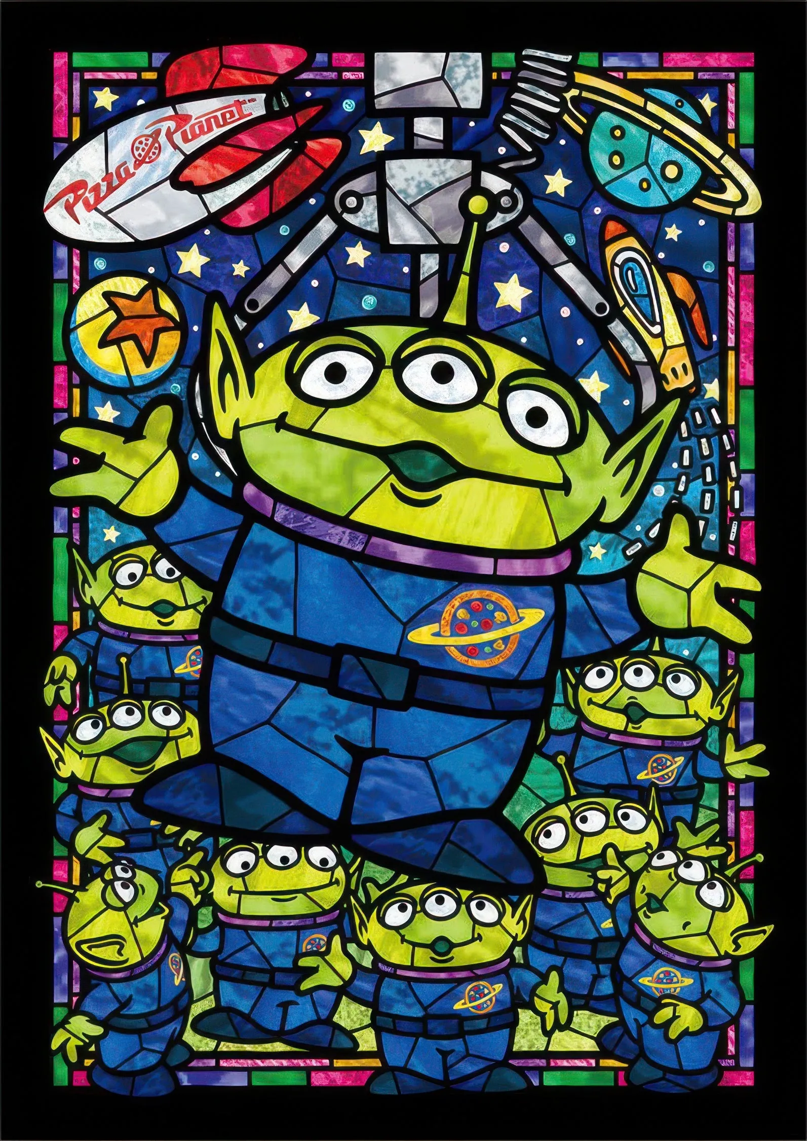 Desktop Toy Anime Decor Tenyo DSG-266-958??Toy Story Alien Stained Glass??266 Pieces Jigsaw Puzzle