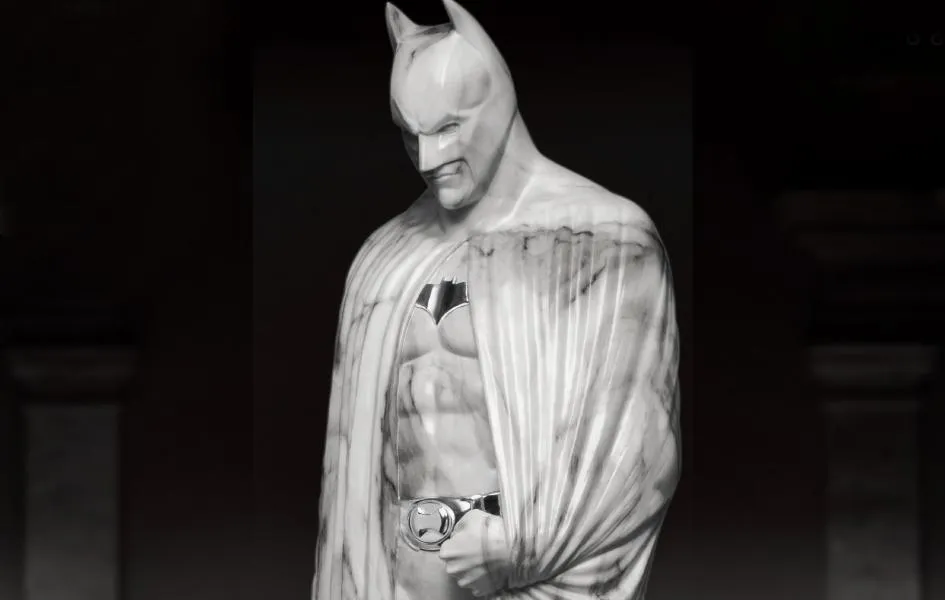 Unisex Design Pride And Joy The Dark Knight Rises - Master Craft - The Dark Knight Memorial Statue White Faux Marble Texture Edition