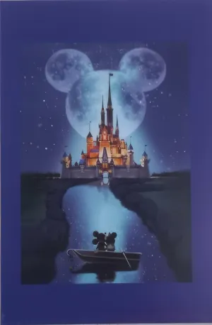 Wooden Blue WQG6B??Mickey & Minnie Castle??Wooden Spacecraft Model Storage Solution