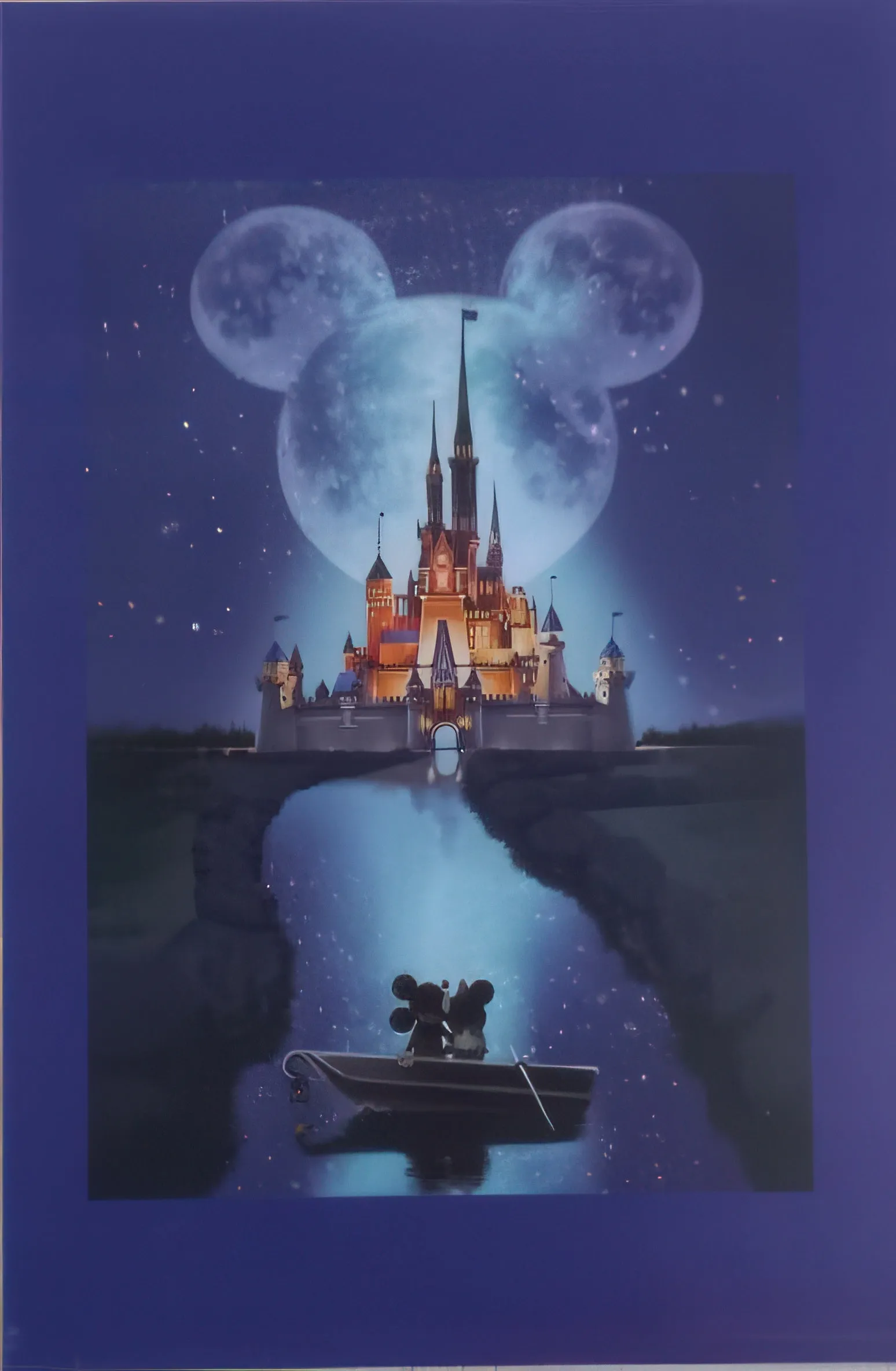 Wooden Blue WQG6B??Mickey & Minnie Castle??Wooden Spacecraft Model Storage Solution