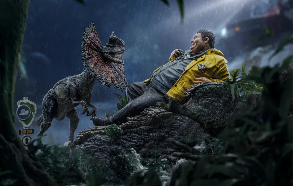 Jurassic Park - Dennis Nedry & Dilophosaurus 1/10 Art Scale Limited Display Miniature Display